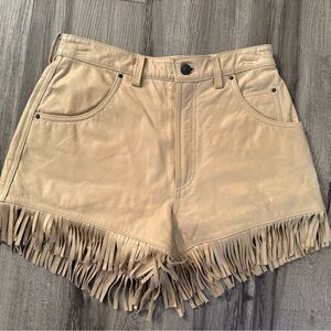Harley-Davidson Tan High Waist Shorts with Fringe vintage leather